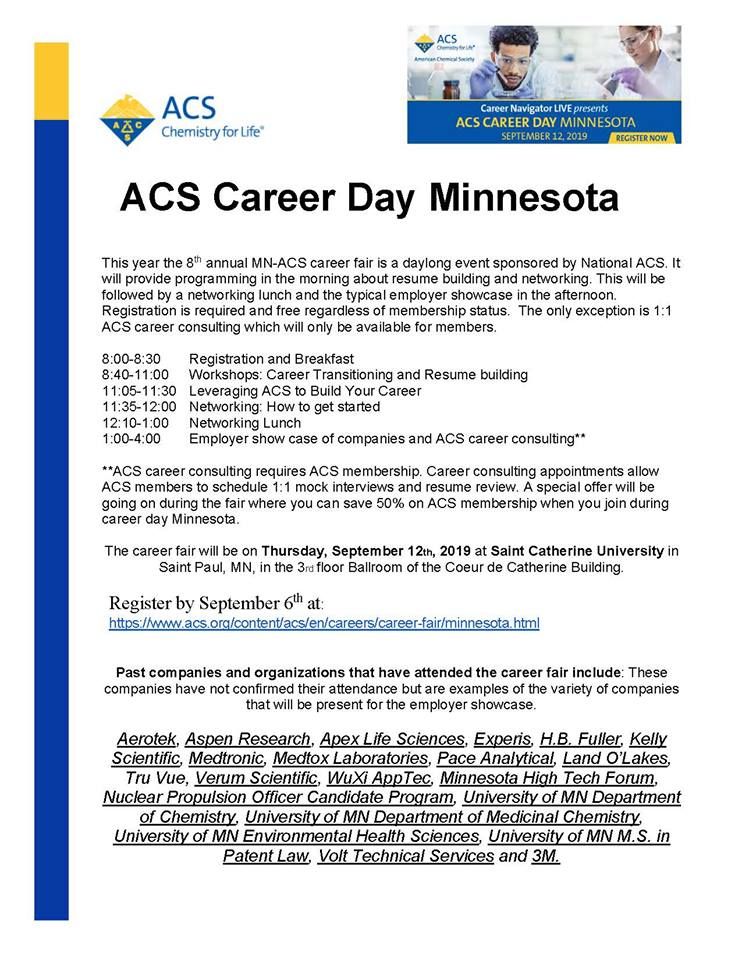 Announcing 2019 ACS Career Day in Minneapolis