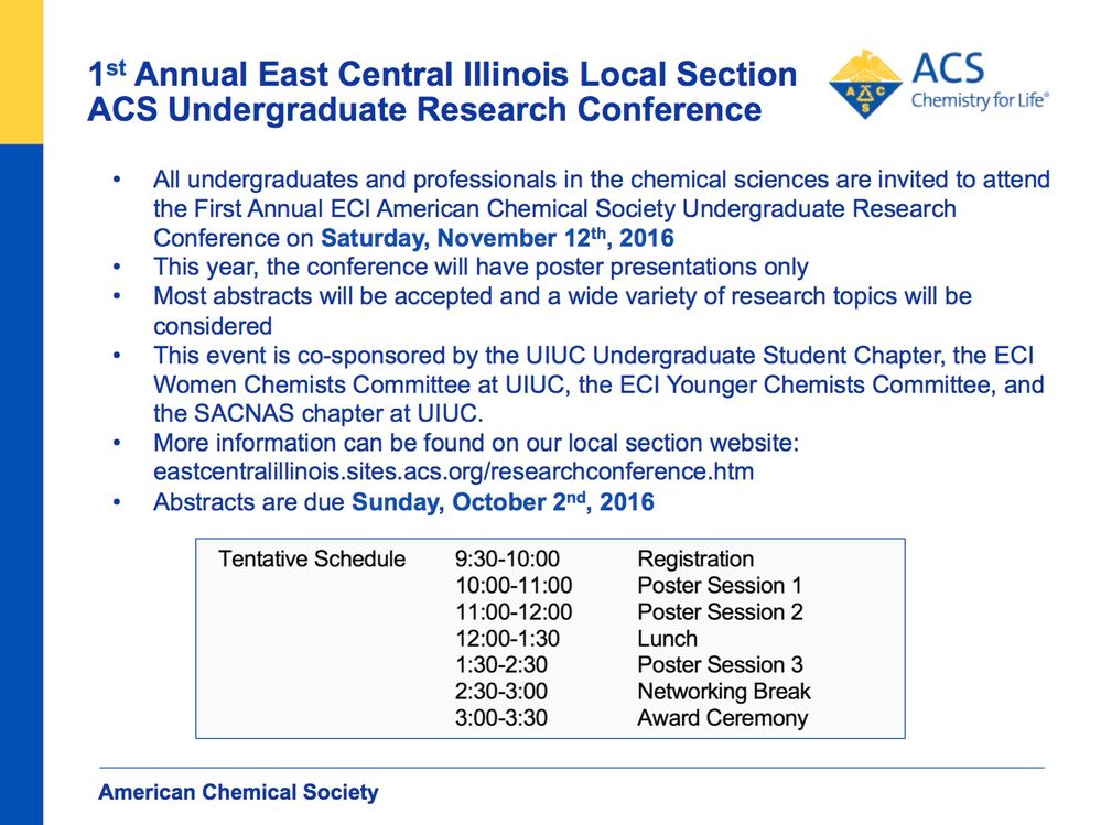 First Annual ECI American Chemical Society Undergraduate Research Conference