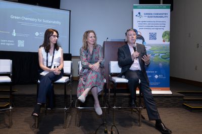 The partnering organizations held a panel discussion and celebratory luncheon on June 3, 2024 at GC&E in Atlanta, where they rolled out the initial phase of the platform. (Left image, left to right: Adelina Voutchkova, ACS Director of Sustainable Development; Amy Cannon, Executive Director and Co-Founder of Beyond Benign; and Paul Anastas, Director of the Center for Green Chemistry and Green Engineering at Yale.
