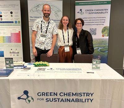 Members of the GCS Implementation Team registered more than 200 new users during the 28th Annual GC&E conference (Left to right: Lars Ratjen, Center for Green Chemistry and Green Engineering at Yale; Ashley Baker, ACS Green Chemistry Institute; Julie Manley, Guiding Green, LLC)